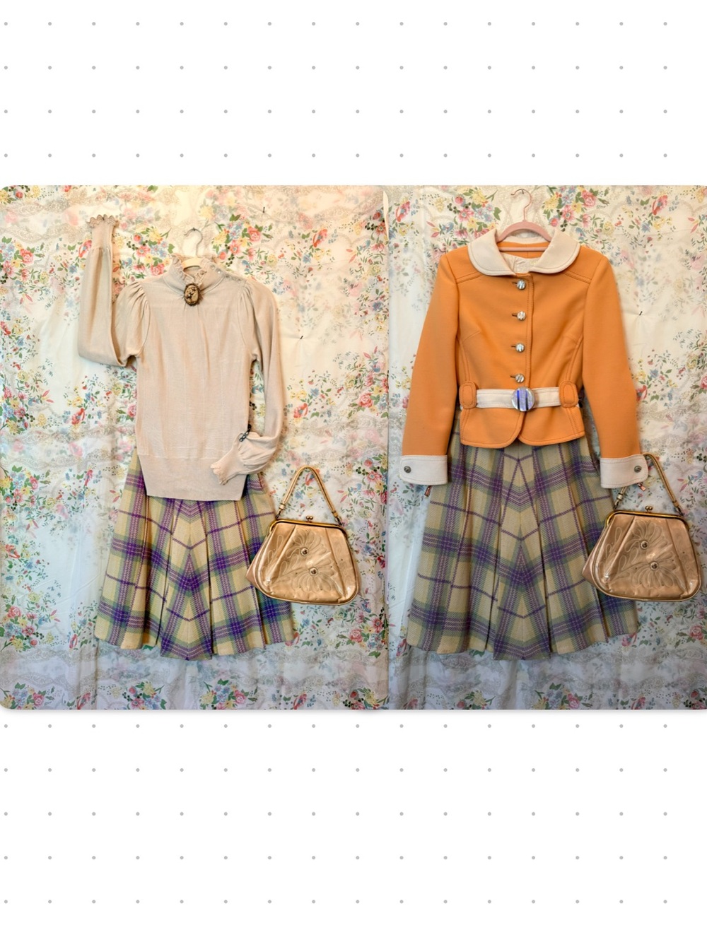 Vintage 1950s Plaid Pleated Midi Skirt Small - Picture 6 of 14